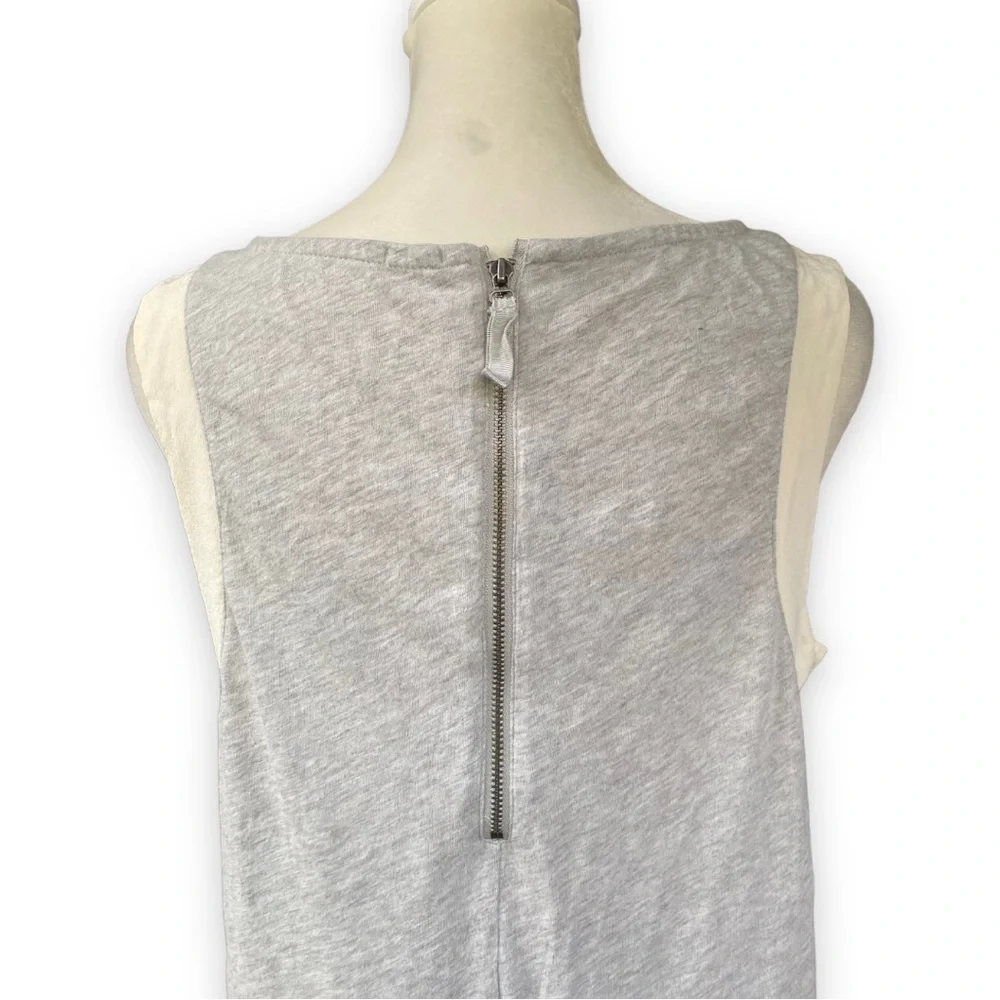 J Crew Gray Silk Trimmed Sleeveless Blouse